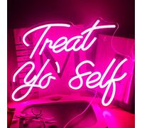 Gamerneon Treat Yourself Neon Sign Pink Led Word Neon Lights Usb Neon Light Signs for Bedroom Home Light Up Letter Neon for Birthday Party Gifts