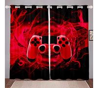 Games Curtain for Gaming Bedroom Living Room Gamer Room Curtains Kids Boys Video Game Gamepad Window Drapes Console Game Controller Curtain Red W66*L90