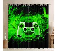 Games Curtain for Gaming Bedroom Living Room Gamer Room Curtains Kids Boys Video Game Gamepad Window Drapes Console Game Controller Curtain Green W66*L72
