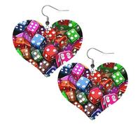 Games Dice Set Elegant Leather Heart-Shaped Earrings-Fashionable And Unique Accessories For Everyday Wear
