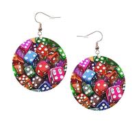 Games Dice Set Elegant Leather Round Earrings-Fashionable And Unique Accessories For Everyday Wear
