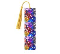 Games Dice Set Print 5pcs Wooden Bookmark for Men Women, Bookmarks with Tassel, Bookmarks Gifts for Book Lovers
