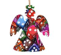 (Games Dice Set) Print Carved Woodland Christmas Collection Angel Shape - Natural Wood Holiday Ornaments with Artisan Burnished Finish, 4 Festive Shapes & 1/2/4/6 Multi-Pack Options