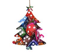 (Games Dice Set) Print Carved Woodland Christmas Collection Christmas Tree Shape - Natural Wood Holiday Ornaments with Artisan Burnished Finish, 4 Festive Shapes & 1/2/4/6 Multi-Pack Options