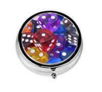 Games Dice Set Print Personalised Portable Pillbox with,Mini Pillbox Compact and Convenient Pill Organiser for Storing and Organising Pills