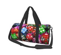 Games Dice Set Print Round Duffel Bag, Canvas Overnight Travel Tote Bag, Waterproof and Tear-Resistant.Foldable Weekend Travel Bag