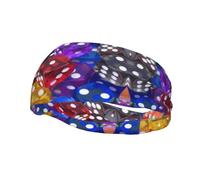 Games Dice Set Print Sweatbands Sports Headband For Men & Women,For Running Fitness Yoga Cycling,Sweat Wicking Non Slip