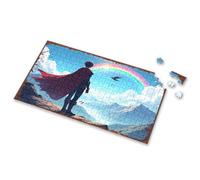 Games For Kids 8-12 Hero Standing Before A Rainbow Over Snow-Capped Mountains Picture Puzzle 300 Piece Puzzle 500 Piece Puzzles(300PCS)