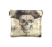 Games Treasure Maps Pirates Skulls Women's Leather Coin Purses Pouches Portable Clasp Wallet Card Holder for Men Women Travel