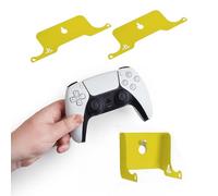 GameShieldz Wall Mount Brackets Compatible with PS3, PS2, PS4 DualShock & PS5 DualSense Controllers - 2 Pack Foldable Design - Yellow Finish - Steel Holders for Remotes - UK Made