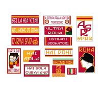 GamesMonkey® - Kit 15 Ultras Stickers Sticker Pack - Rome - Football Champion Shield - HD Glossy Vinyl - Made in Italy Waterproof Exterior Car Motorcycle Motocross Bike Helmet Bumper Glasses Body