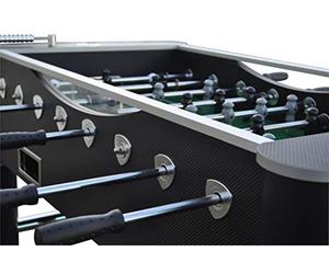 Gamesson Liverpool Home Table Football - 140 x 76 x 86 cm | Black with Chrome Accents | Home & Office Use | Drink Holders & Adjustable Levelers | Play Premium Experience Foosball Matches