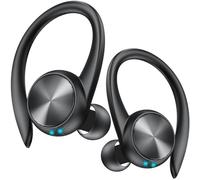 GameXtrem Bluetooth Headphones, 60h Playtime LED Display In-Ear Headphones Wireless Bluetooth 5.3 with 4 ENC Noise Cancelling Mic, Wireless Headphones, Wireless Earphones with Ear Hooks (Black)