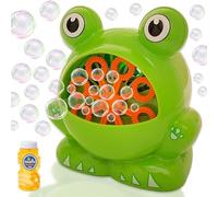 Gamez Jam Frog Bubble Machine for kids, toddlers, babies, grown-ups, even dogs. Bubble maker to entertain children outdoor and indoors. Battery operated bubble blower with bubble solution.