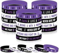 Gameza Domestic Violence Awareness Bracelets - 48PCS Purple Breast Cancer Wristbands, Pancreatic Cancer Awareness Bracelets Products, Hope Faith Stretch Wristband for Alzheimers Lupus Epilepsy