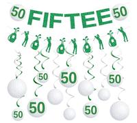 Gameza Golf 50th Birthday Decorations, 14PCS Birthday Party Banner Hanging Swirls Decor, 50th Golf Glitter Fiftee 50th Golf Theme Bday Party Decor Men
