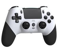 GAMFAMI Wireless Controller with Hall Joystick for PS4/Pro,Slim - with Built-in Speakers/Turbo/Buttons Programming, 1000mAh Battery (White Black)