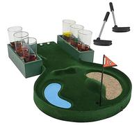 Gamie Golf Drinking Game, Golfing Adult Drinking Game with 1 Game Board, 2 Putters, 2 Metal Balls, 1 Flag, 1 Bag of Sand, and 6 Shot Glasses, Unique Gift for Golfers and Father’s Day