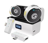 Gamiity Wireless Lavalier Microphone for iPhone/Android with Lightning, USB C Mini Lapel Microphone Wireless, Noise Cancellation, 35H Battery for Video Recording, Streaming - White