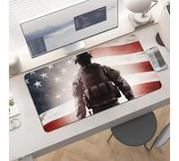 Gaming American Soldier Mouse Pad 24x12 Large Desk Mat with Non-Slip Rubber & Smooth Surface Foldable Desk Pad for Keyboard and Mouse Laptop Computer Mousepad for Office Home Remote Work