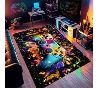 Gaming Area Rug, 180x230cm, Abstract Colorful Graffiti Game Controller Carpet for Kids Teens Bedroom, Non-Slip Play Mat Printed Gamepad Play Mat for Boys Girls Playroom Living Room Home Decor