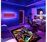 Gaming Area Rug,3D Neon Game Gamepad Carpet Floor Mat,120x80 cm Gaming Rug for Boys Bedroom,Game Console Decoration Soft Flannel Play Mat for Living Room Game Room Playroom Decor,Floors Protector Rug
