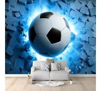 Gaming Art Photo Wallpaper Geometric Cubes Sports Glowing Soccer Ball Large TV Background, Wall Art 3D Murals 200 x 140 cm Wall Sticker Bedroom Living Room Hallway Sofa Backdrop Decor