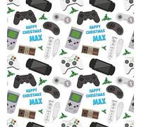 Gaming assorted console Personalised Christmas Wrapping Paper With 2 Plain Tags - Fully RECYCLABLE