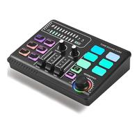 Gaming Audio Mixer, Gaming Equipment, RGB Sound Card, Audio Interface with Bluetooth Voice Changer Function for PC/Phone/Gamer Creators/Live/YouTube/Custom Control/Podcast
