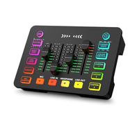 Gaming Audio Mixer with RGB, Streaming/PC Mixer with XLR Microphone Interface, 6 Voice Changing Modes Individual Control, Mute Button,48V Phantom Power