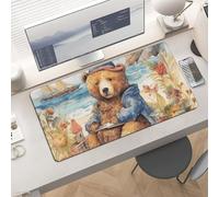Gaming Bear on The Beach Mouse Pad 24x12 Large Desk Mat with Non-Slip Rubber & Smooth Surface Foldable Desk Pad for Keyboard and Mouse Laptop Computer Mousepad for Office Home Remote Work