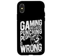 Gaming BECAUSE PUNCHING PEOPLE IS WRONG Funny Gaming Outdoor Case for iPhone X/XS