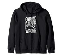 Gaming BECAUSE PUNCHING PEOPLE IS WRONG Funny Gaming Outdoor Zip Hoodie