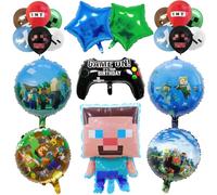 Gaming Birthday Decorations Mine Foil Balloons, Gaming Theme Party Supplies Large Aluminum Film Balloon for Boys Girls' Gaming Theme Party Supplies Decorations