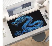 Gaming Blue Chinese Dragon Mouse Pad 24x12 Large Desk Mat with Non-Slip Rubber & Smooth Surface Foldable Desk Pad for Keyboard and Mouse Laptop Computer Mousepad for Office Home Remote Work