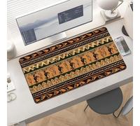 Gaming Bohemia Style Traditional African Pattern Mouse Pad 24x12 Large Desk Mat with Non-Slip Rubber & Smooth Surface Foldable Desk Pad for Keyboard and Mouse Laptop Computer Mousepad for Office Home
