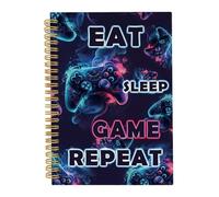 Gaming Boys Notebook, Cool Gaming Spiral Notebook with Controller Pattern, 40 Sheet/80 Pages A5 Rule Kids Journal for Boys Gamer Game Enthusiasts, Game Gift for Writing & Planning, 8 x 6 Inch