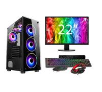 Gaming Bundle: Ryzen 5 5600G with Radeon Graphics / 16GB RAM / 256GB SSD+1TB HDD / 22" Monitor / 500W 80+ PSU/WiFi/Windows 11 / Black RGB Case