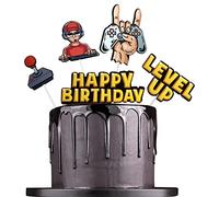 Gaming Cake Toppers Set | Personalized Happy Birthday Cake Topper Decorations | 5 PCS Birthday Party Supplies for Cake Decor | Video Gaming Birthday Cake Toppers for Kids Boys