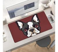 Gaming Cartoon Boston Terrier Mouse Pad 24x12 Large Desk Mat with Non-Slip Rubber & Smooth Surface Foldable Desk Pad for Keyboard and Mouse Laptop Computer Mousepad for Office Home Remote Work