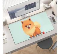 Gaming Cartoon Pomeranian Dog Mouse Pad 24x12 Large Desk Mat with Non-Slip Rubber & Smooth Surface Foldable Desk Pad for Keyboard and Mouse Laptop Computer Mousepad for Office Home Remote Work