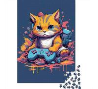 Gaming Cat Character 1000 Pc Eco-Friendly Paper Puzzle Adult Hobbyists Portable Mind Decompression Hours Fun 38x26cm/1000pcs