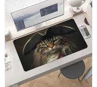 Gaming Cat in Pirate Costume Mouse Pad 24x12 Large Desk Mat with Non-Slip Rubber & Smooth Surface Foldable Desk Pad for Keyboard and Mouse Laptop Computer Mousepad for Office Home Remote Work
