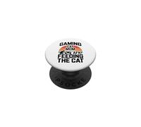 Gaming Cat Mom AFK Feeding The Cat Gamer Retro PopSockets Adhesive PopGrip