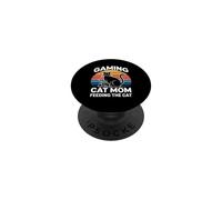 Gaming Cat Mom Feeding The Cat Gamer Retro PopSockets Adhesive PopGrip