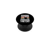 Gaming Cat Mom Feeding The Cat Gamer Retro PopSockets Adhesive PopGrip
