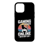 Gaming Cat Mom Online With My Cat Retro Sunset Gamer Case for iPhone 12 mini