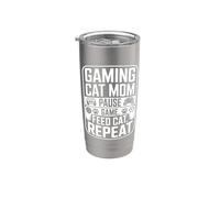 Gaming Cat Mom Pause Game Feed Cat Repeat Stainless Steel Insulated Tumbler