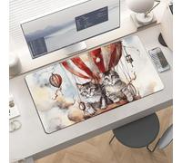 Gaming Cats Hot Air Balloon Mouse Pad 24x12 Large Desk Mat with Non-Slip Rubber & Smooth Surface Foldable Desk Pad for Keyboard and Mouse Laptop Computer Mousepad for Office Home Remote Work