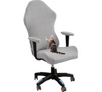 Gaming Chair Cover Cat Scratch Proof, Stretchable Game Chair Cover with Armrest Covers, Computer Chair Seat Covers Office Chair Cover (Light gray,one size)